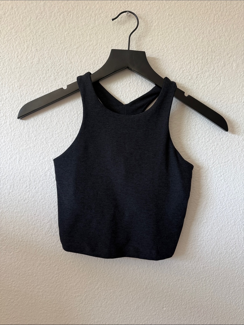 Beyond Yoga Charcoal Space Dye Cropped Halter Sports Bra